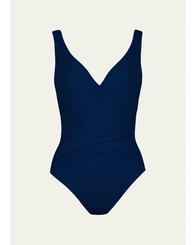 Karla Colletto Criss-cross One-piece Swimsuit - Blue