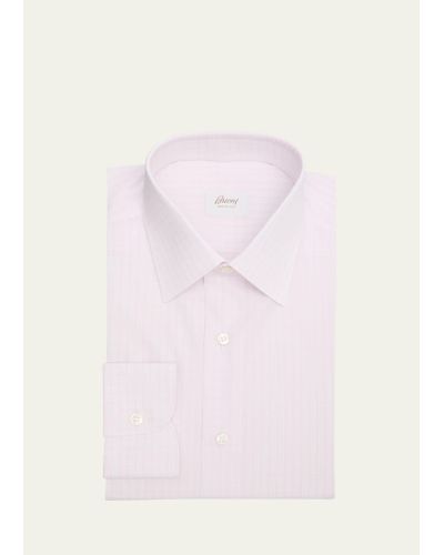 Brioni Cotton Micro-check Dress Shirt - Pink