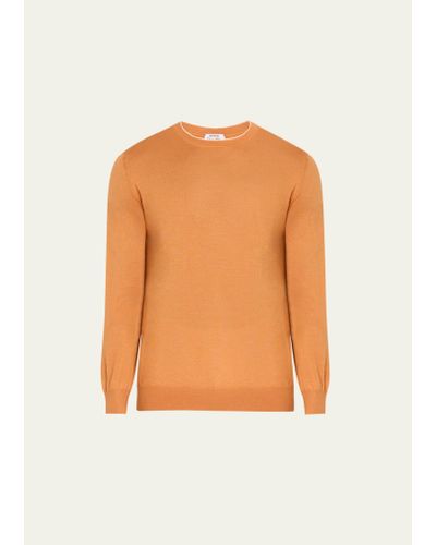 Cesare Attolini Cashmere-silk Tipped Crewneck Sweater - Orange