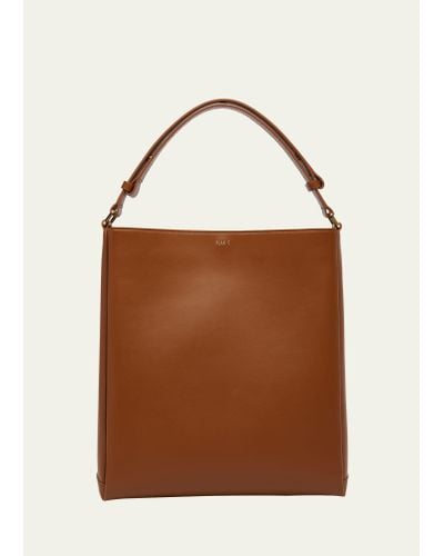 Plan C Shopper Leather Tote Bag - Brown
