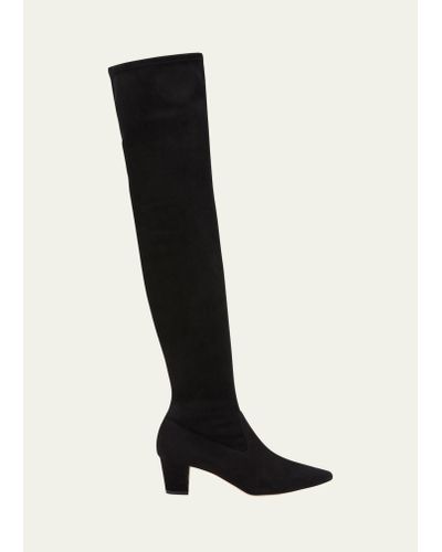 Manolo Blahnik Lupasca Suede Over-the-knee Boots - Black