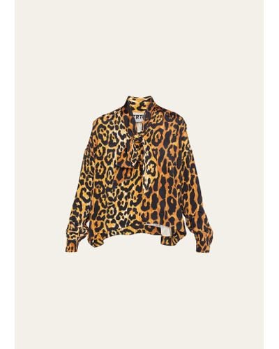 Libertine Leopardo Tie Long-sleeve Blouse - Multicolor
