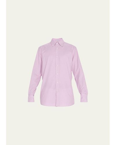 Bergdorf Goodman Micro-houndstooth Sport Shirt - Pink