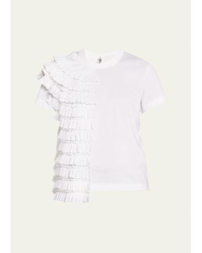 Noir Kei Ninomiya Half Ruffle Cotton T-shirt - White