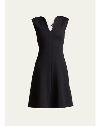 Giorgio Armani Mixed Wool Viscose Double Jersey Dress - Black