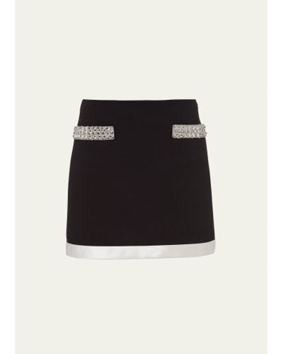 Miu Miu Glass-embellished Wool Mini Skirt - Black