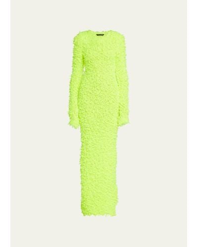 Balenciaga Maxi Fluffy Dress - Green