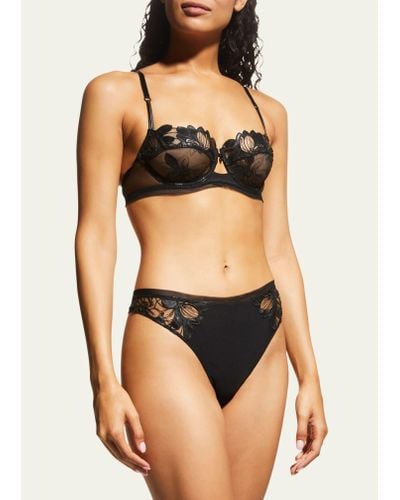 Lise Charmel Glamour Couture Floral Lace Thong - Black