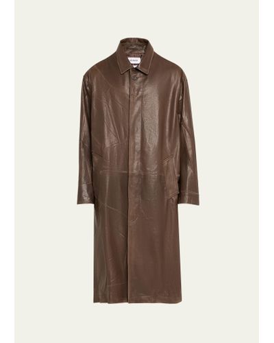 Hed Mayner Mac Oversized Leather Trench Coat - Brown