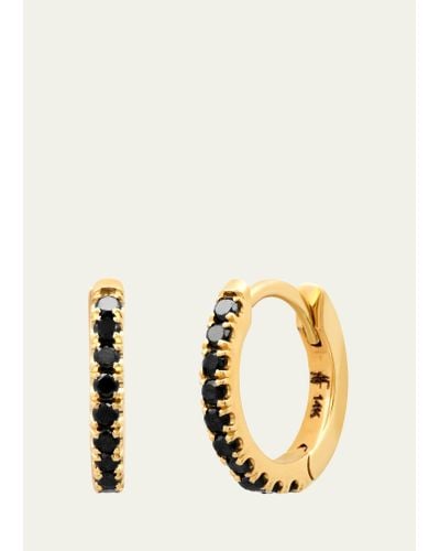 Andrea Fohrman 14k Yellow Gold Black Diamond Pave Huggie Earrings - Metallic