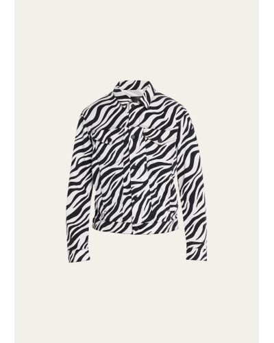 Monfrere Zebra-print Denim Jacket - White