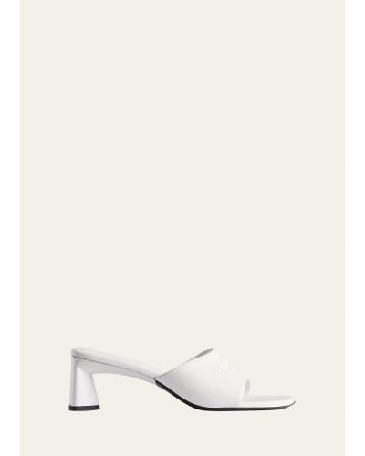 Balenciaga Dutyfree Leather Logo Mule Sandals - White