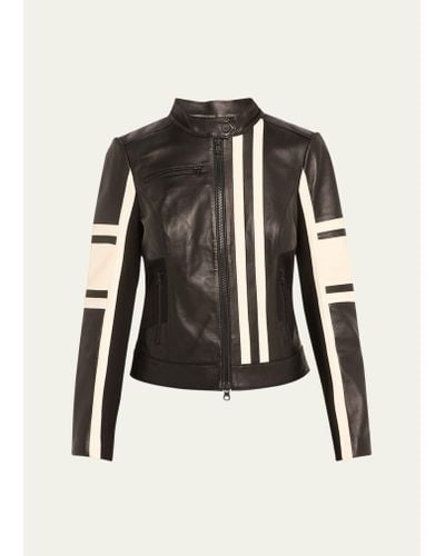 BLANC NOIR Claudine Leather Racer Jacket - Black