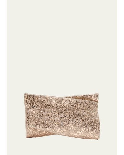Christian Louboutin Loubitwist Small Clutch In Strass Suede - Natural