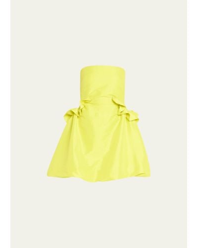 Kika Vargas Diana Ruffle Strapless Mini Dress - Yellow
