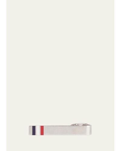 Thom Browne Enamel Stripe Sterling Silver Long Tie Bar - Multicolor