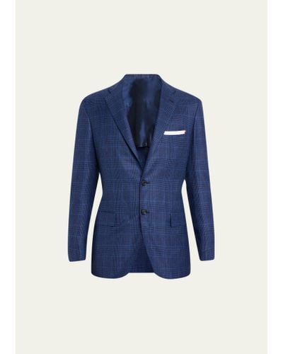 Kiton Cashmere Check Sport Coat - Blue