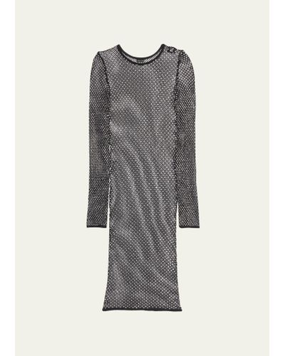 Balenciaga Crystal Mesh Mini Dress - Gray
