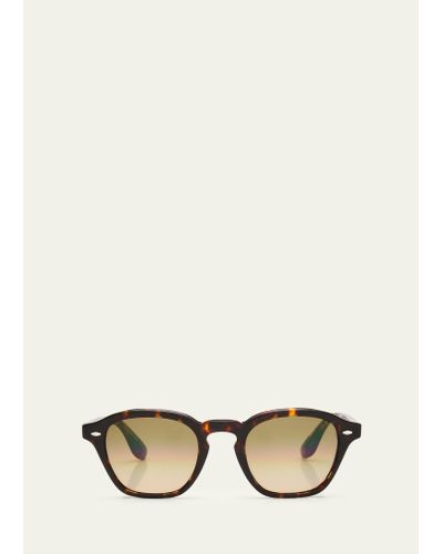 Brunello Cucinelli & Oliver Peoples Polarized Keyhole Acetate Square Sunglasses - Natural