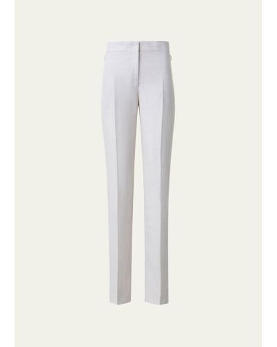 Akris Carl Linen Herringbone Straight-leg Pants - White