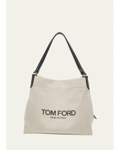 Tom Ford Amalfi Large Tote In Canvas - Natural