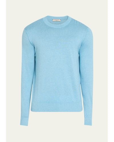 FIORONI CASHMERE Cashmere Cotton Crewneck Sweater - Blue