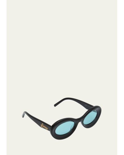 Loewe Curvy Logo Acetate Oval Sunglasses - Natural