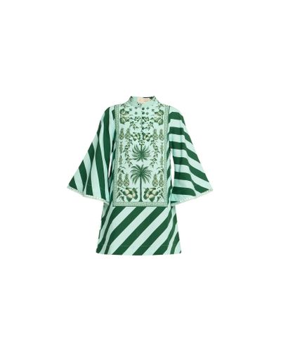 VERANDAH Azulejos Mini Kaftan Dress - Green