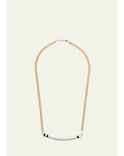 Nikos Koulis Feelings Short Necklace With Row Of Diamonds And Black Enamel - Natural