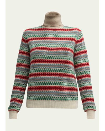 Loro Piana Holiday Noel Cashmere Turtleneck Sweater - Multicolor