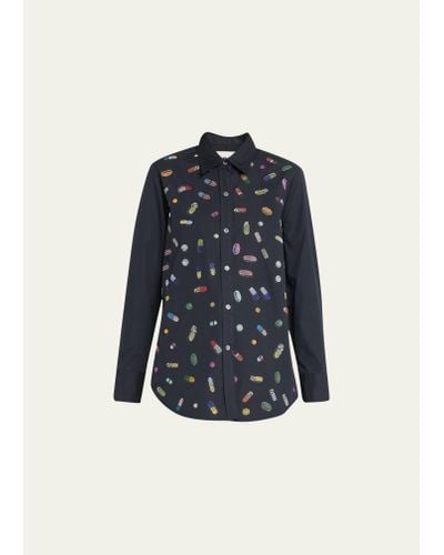 Libertine Mothers Little Helpers Embellished Button-front Shirt - Blue