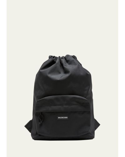 Balenciaga Explorer Nylon Drawstring Backpack - Black
