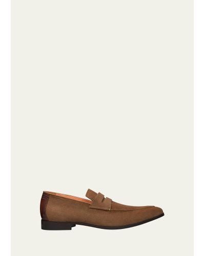 Berluti Andy Flex Suede Penny Loafers - Natural