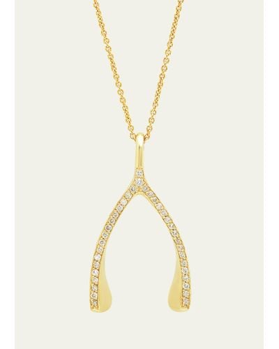 Jennifer Meyer 18k Yellow Gold Diamond Wishbone Necklace - Natural