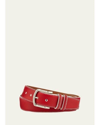 W. Kleinberg South Beach Pebbled Leather Belt - Red