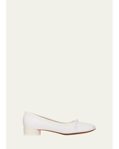 MM6 by Maison Martin Margiela Leather Bow Ballerina Flats - Natural