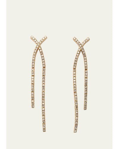 EF Collection 14k Yellow Gold Diamond Criss Cross Drop Earrings - Natural