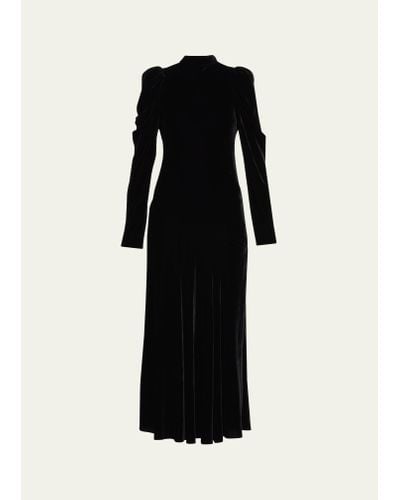 Ulla Johnson Delphine Mock-neck Velvet Midi Dress - Black