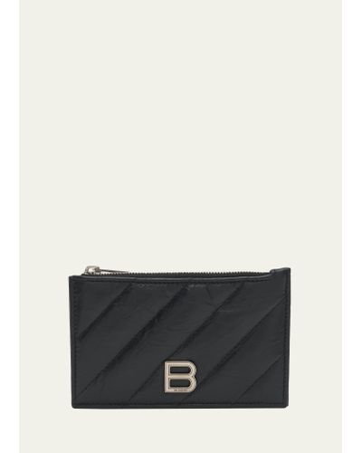 Balenciaga Crush Quilted Leather Card Holder - Black