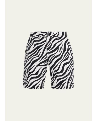 Monfrere Cruise Zebra-print Twill Shorts - White