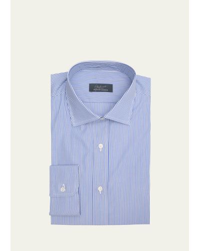 Bergdorf Goodman Cotton Bengal Stripe-print Dress Shirt - Blue