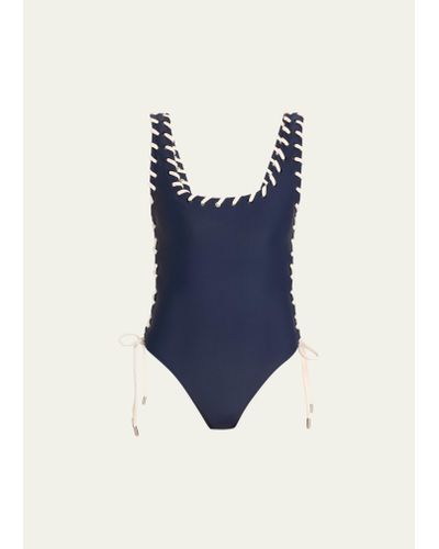 Jonathan Simkhai Dayton Lace-up One-piece Swimsuit - Blue