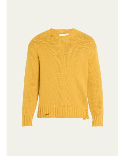 FRAME Destroyed Cashmere Sweater - Yellow