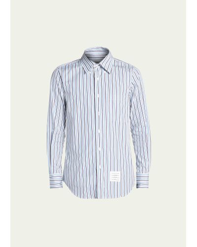 Thom Browne Bank Stripe Poplin Dress Shirt - Blue