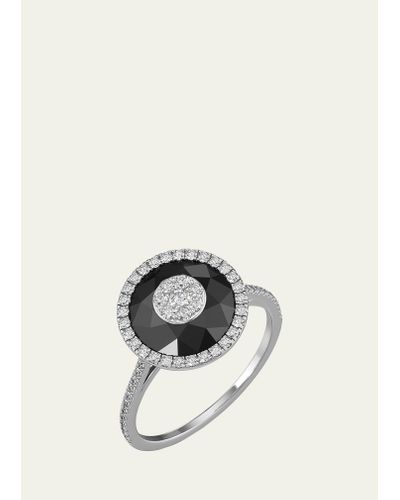 Bhansali 18k White Gold 10mm Halo Ring W/ Diamonds - Gray