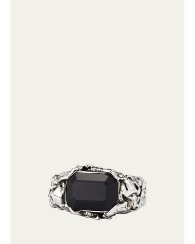 Alexander McQueen Black Swarovski Crystal Ivy Skull Ring - White