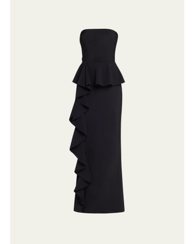 La Petite Robe Di Chiara Boni Hafsah Strapless Ruffle Peplum Gown - Black