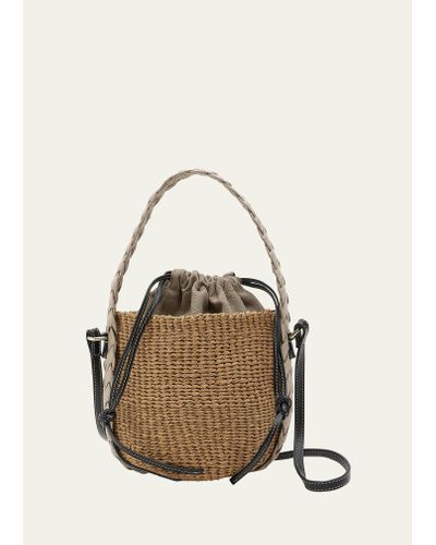 Chloé Woody Braided Straw Basket Bucket Bag - Natural