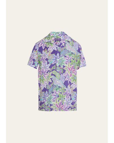 Ralph Lauren Purple Label Archer Floral Silk Camp Shirt - Multicolor