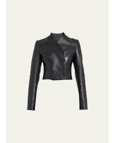 Ferragamo Cropped Nappa Leather Jacket - Black